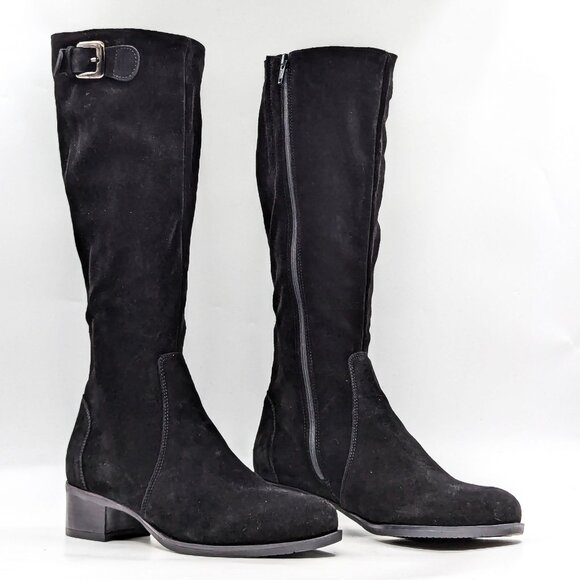 La Canadienne Women Henley Black Suede Waterproof Riding Tall Zip Boots size 8.5 - Picture 1 of 11